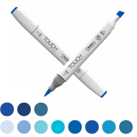 Alkoholový fix TOUCH Twin Brush Marker - modrá