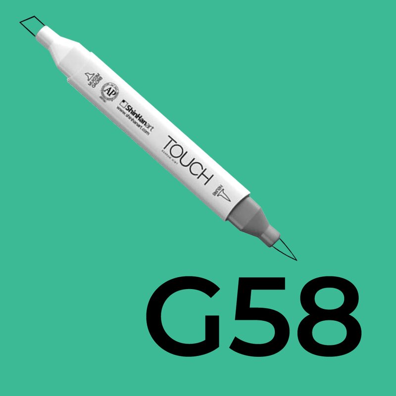 Alkoholový fix TOUCH Twin Brush Marker - tyrkysová