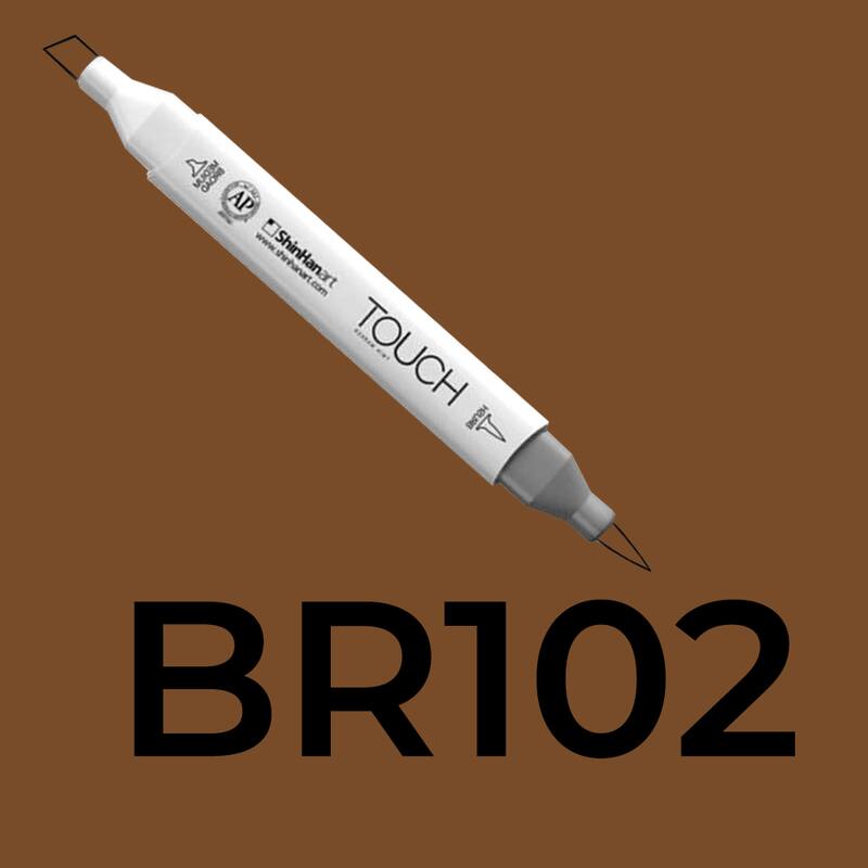 Alkoholový fix TOUCH Twin Brush Marker - hnědá