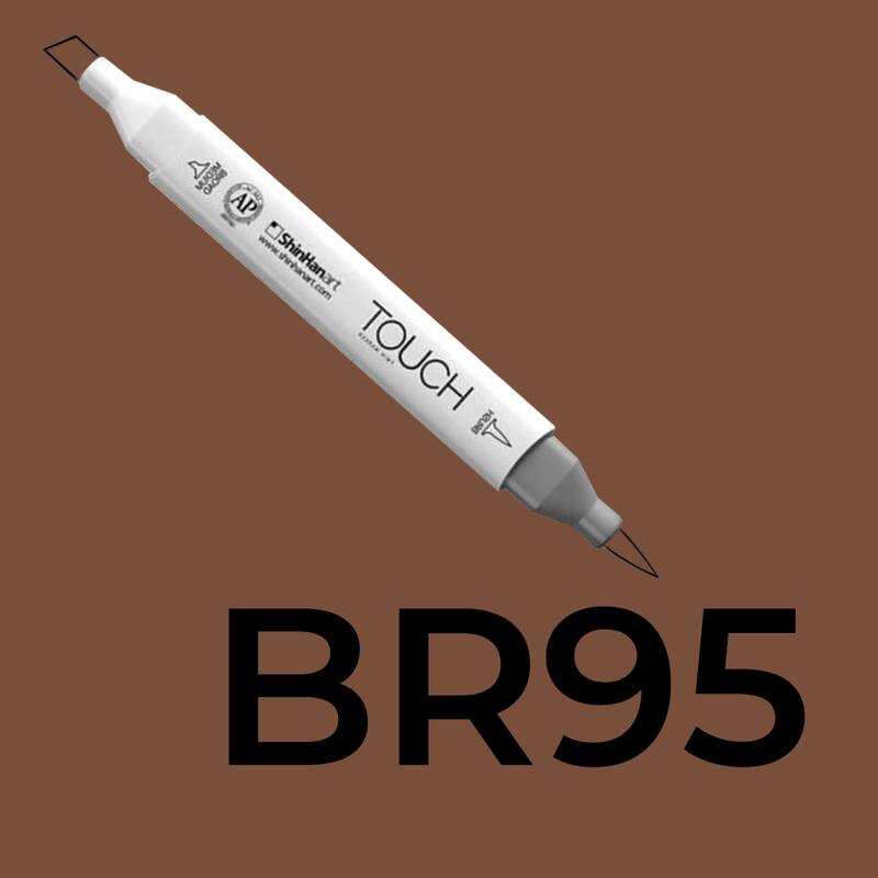 Alkoholový fix TOUCH Twin Brush Marker - hnědá