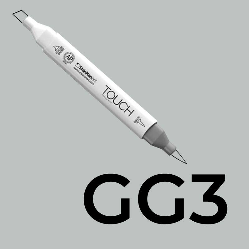 Alkoholový fix TOUCH Twin Brush Marker - šedá