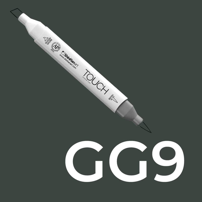 Alkoholový fix TOUCH Twin Brush Marker - šedá