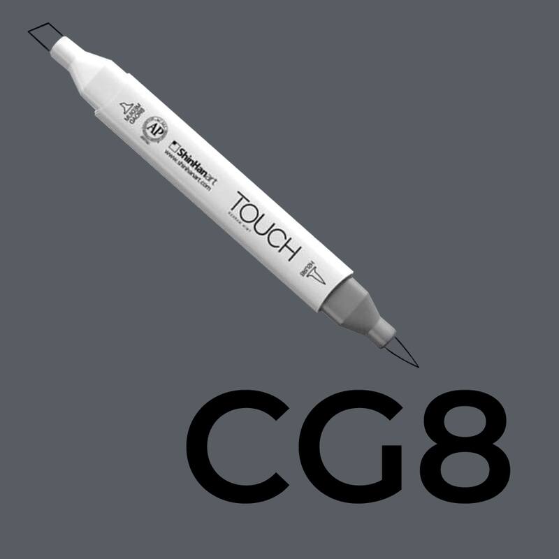 Alkoholový fix TOUCH Twin Brush Marker - šedá