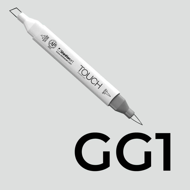 Alkoholový fix TOUCH Twin Brush Marker - šedá