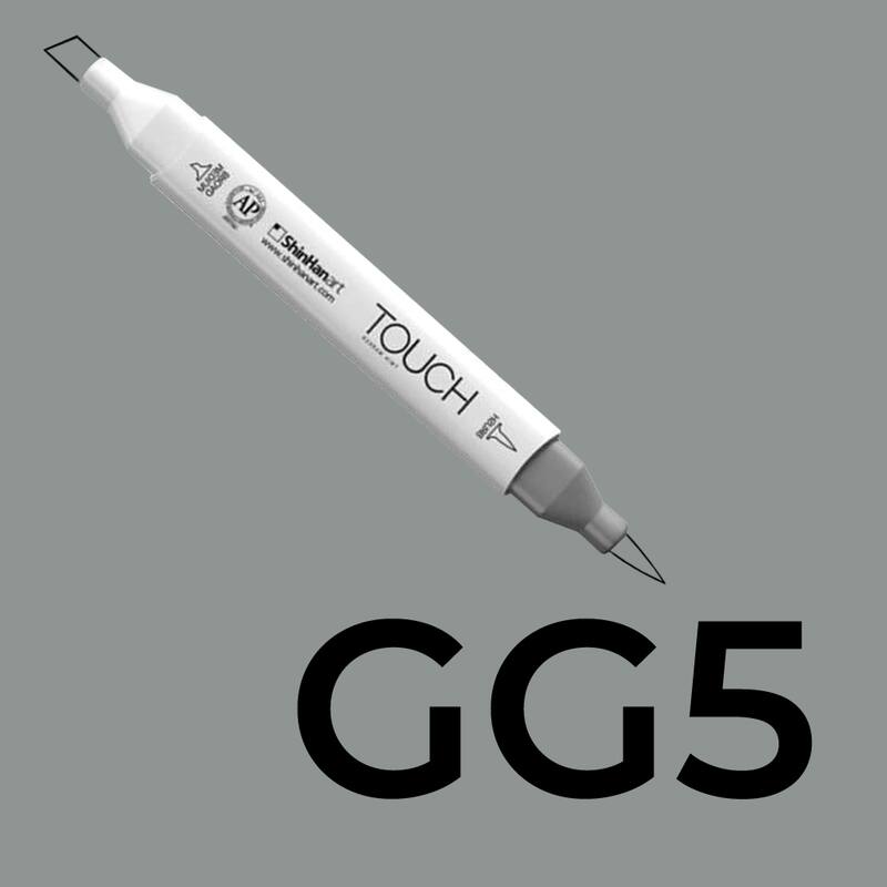 Alkoholový fix TOUCH Twin Brush Marker - šedá