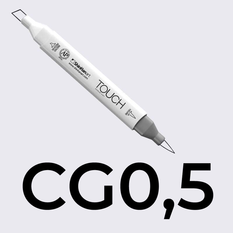 Alkoholový fix TOUCH Twin Brush Marker - šedá