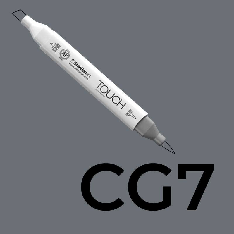 Alkoholový fix TOUCH Twin Brush Marker - šedá