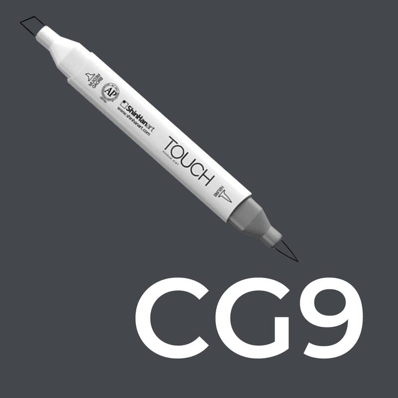 Alkoholový fix TOUCH Twin Brush Marker - šedá