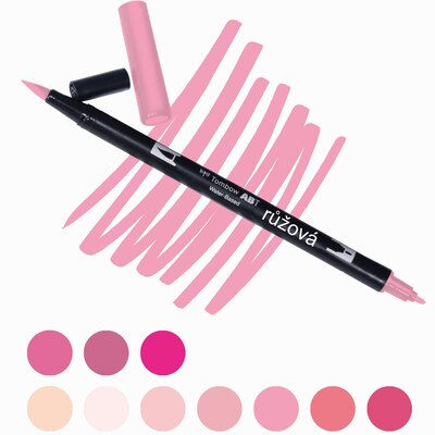 Akvarelový fix Tombow ABT Dual Brush - růžová