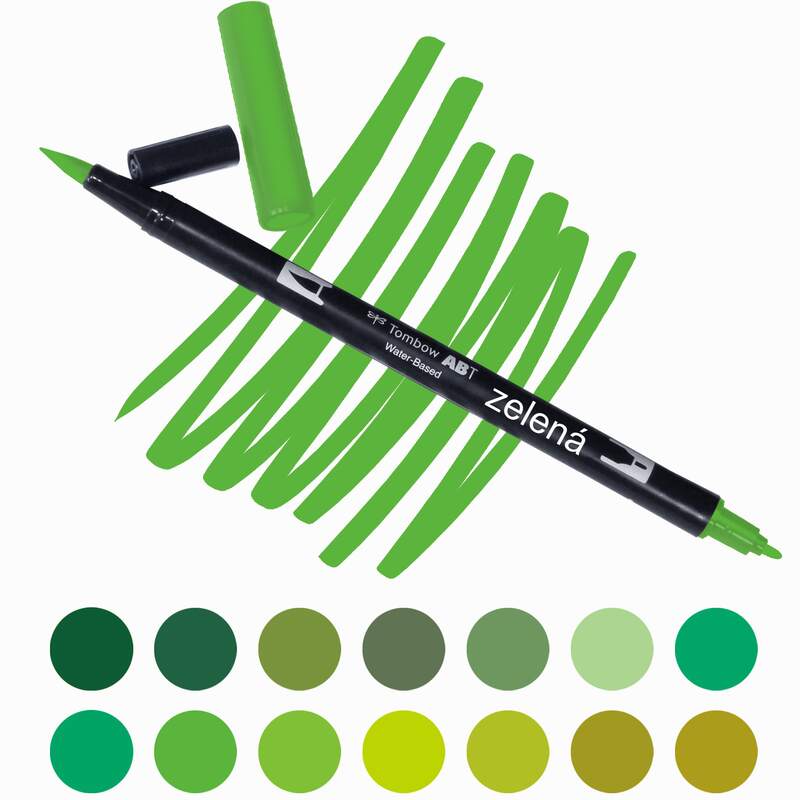 Akvarelový fix Tombow ABT Dual Brush - zelená