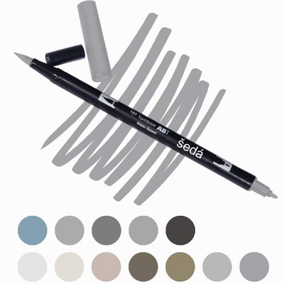Akvarelový fix Tombow ABT Dual Brush - šedá