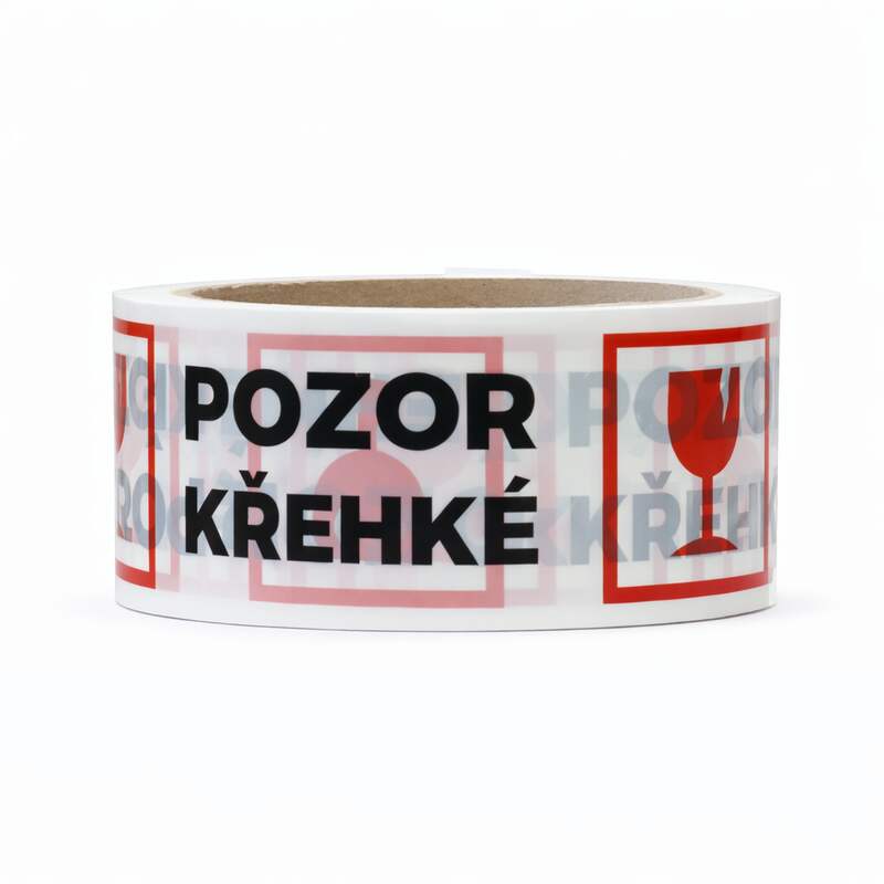 Balicí páska s potiskem POZOR KŘEHKÉ - 50 mm x 66 m