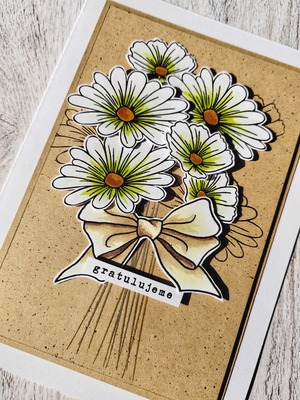 Přání ruční výroba - Kytice - 1 ks