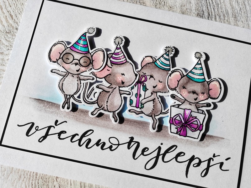 Přání ruční výroba - Oslava myšky