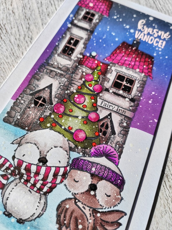 Přání ruční výroba - Vánoční sovy