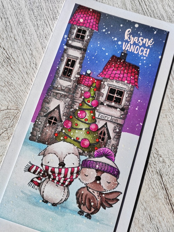 Přání ruční výroba - Vánoční sovy