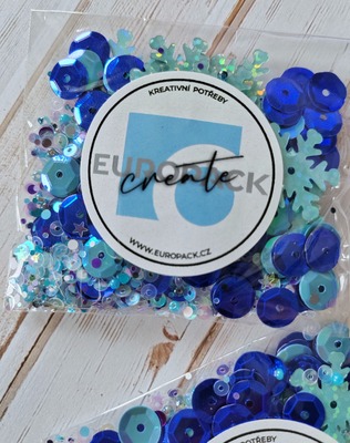 Flitry a glitry, sada tyrkysová s modrými vločkami - balení 10 g