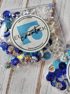 Flitry a glitry, sada tyrkysová s bílými vločkami - balení 10 g