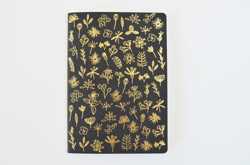 Designový sešit MANKAI A5 černý se zlatou ražbou