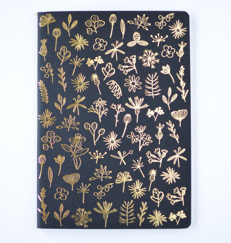 Designový sešit MANKAI A5 černý se zlatou ražbou