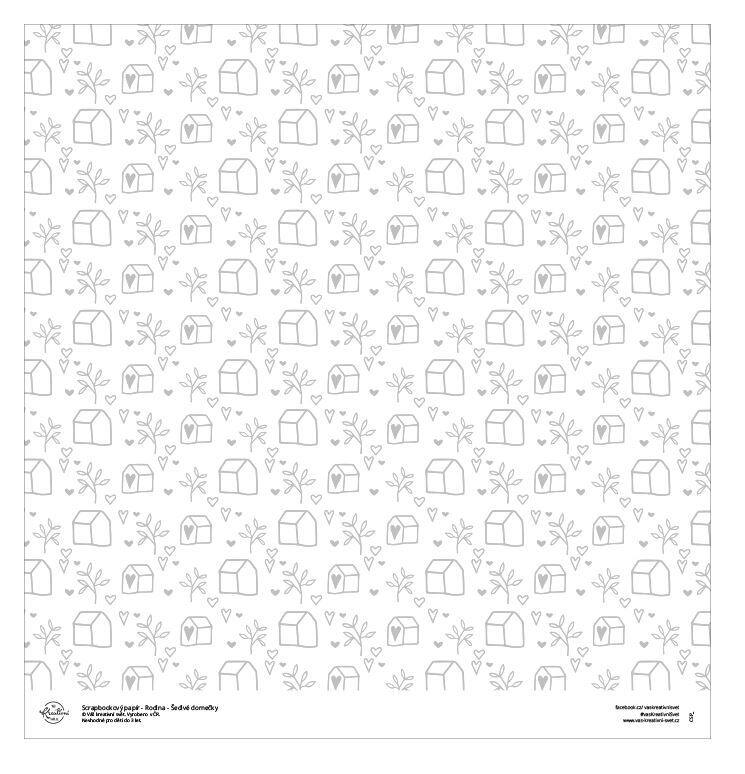 Designový scrapbookový papír LEPIKARO (30,5 cm / 190 g) šedé domky - 1 ks