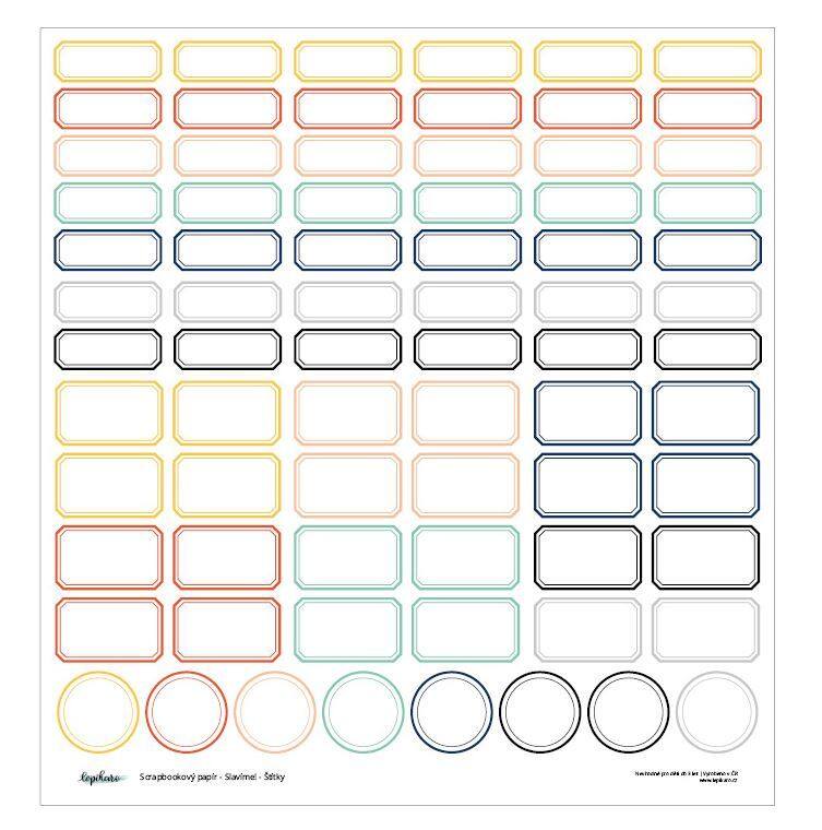 Designový scrapbookový papír LEPIKARO (30,5 cm / 190 g) barevné štítky - 1 ks