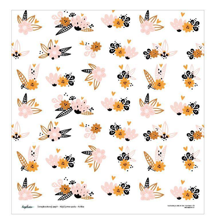 Designový scrapbookový papír LEPIKARO (30,5 cm / 190 g) kvítka - 1 ks