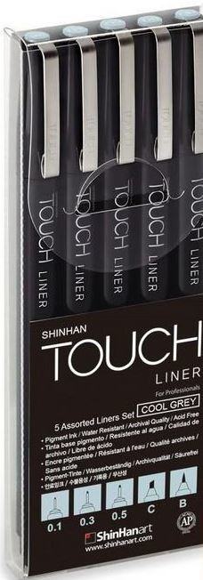 Popisovače TOUCH, sada 5 ks, šedá - sada 5 ks, šedá