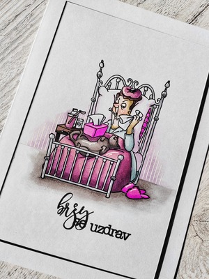 Přání ruční výroba - Brzy se uzdrav žena - 1 ks