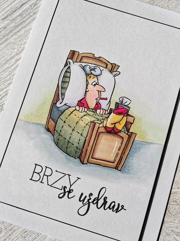 Přání ruční výroba - Brzy se uzdrav muž - 1 ks