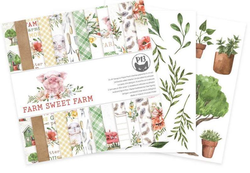 Sada scrapbookových oboustranně potištěných papírů P13 6x6" Farm Sweet Farm - sada 24 listů