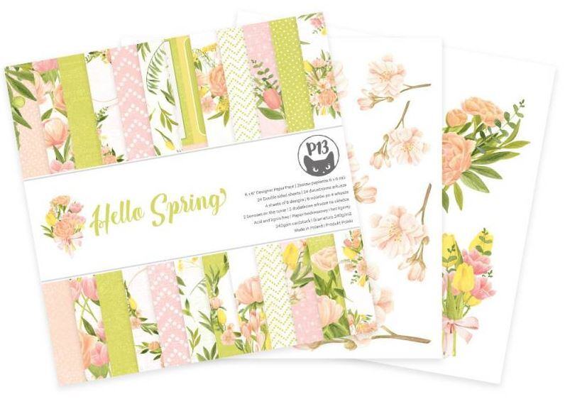 Sada scrapbookových oboustranně potištěných papírů P13 6x6" Hello Spring - sada 24 listů
