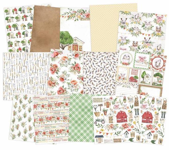Sada scrapbookových oboustranně potištěných papírů P13 12x12" Farm Sweet Farm - sada 12 listů