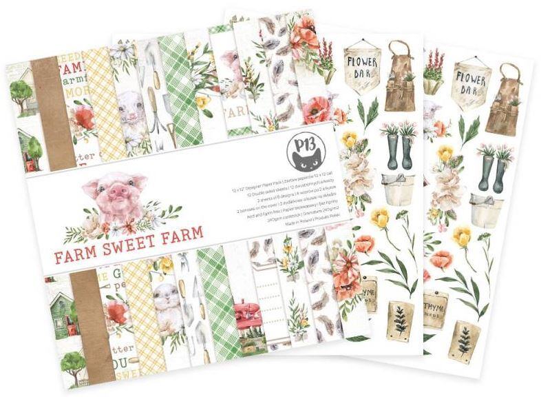 Sada scrapbookových oboustranně potištěných papírů P13 12x12" Farm Sweet Farm - sada 12 listů