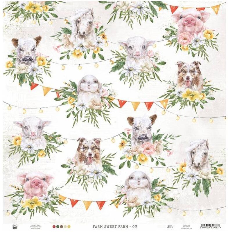 Sada scrapbookových oboustranně potištěných papírů P13 12x12" Farm Sweet Farm - sada 12 listů