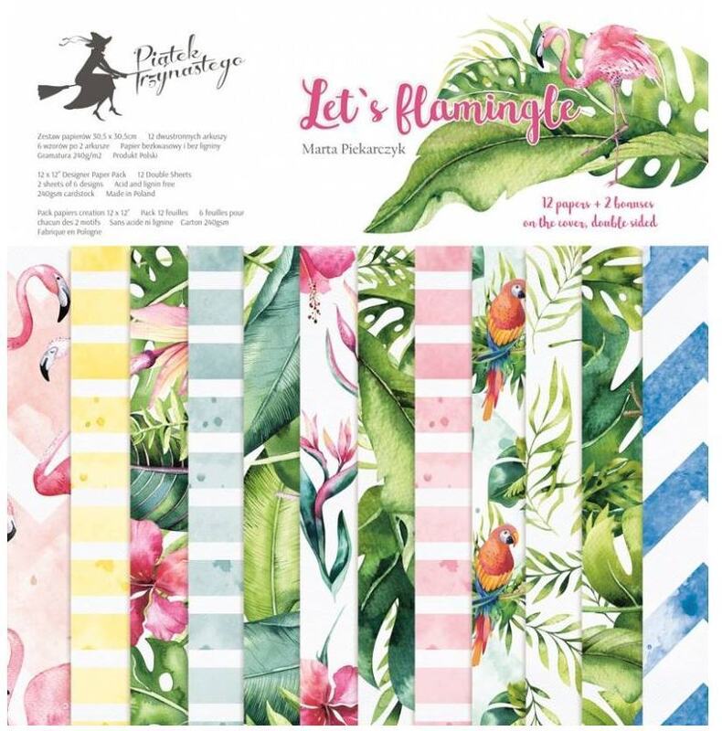Sada scrapbookových oboustranně potištěných papírů P13 12x12" Let´s Flamingle