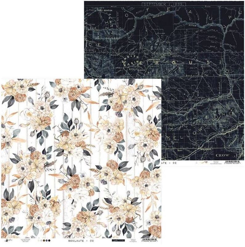 Sada scrapbookových oboustranně potištěných papírů P13 12x12" Soulmate - sada 12 listů