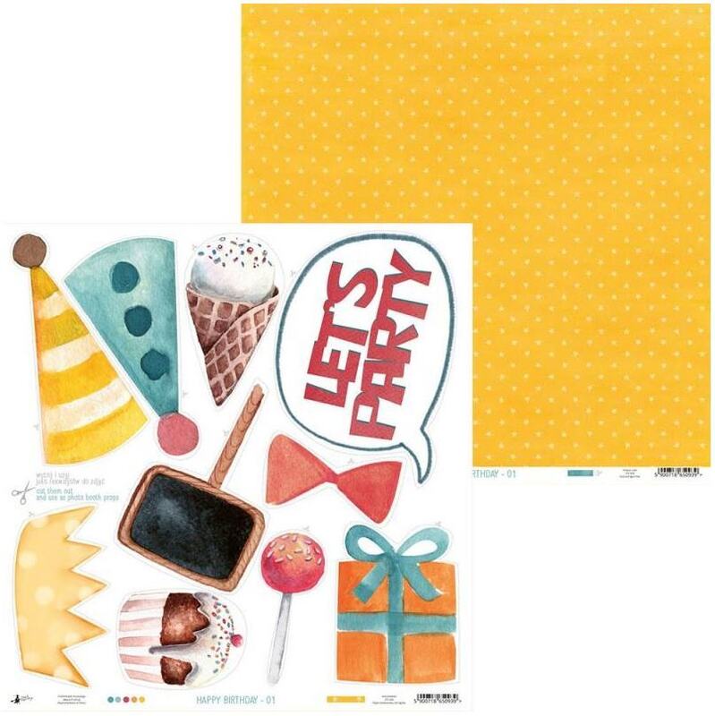 Sada scrapbookových oboustranně potištěných papírů P13 12x12" Happy Birthday - sada 12 listů