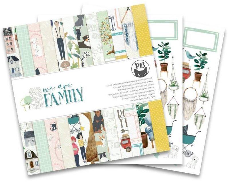 Sada scrapbookových oboustranně potištěných papírů P13 12x12" We are Family - sada 12 listů