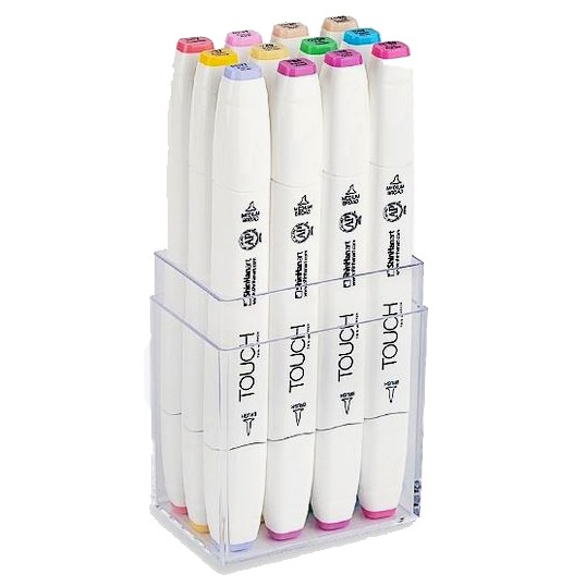 Alkoholové fixy TOUCH Twin Brush Marker 12 ks, pastelové - sada 12 ks