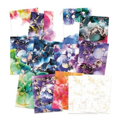 Sada scrapbookových oboustranně potištěných papírů P13 6x8" Marble - sada 24 listů