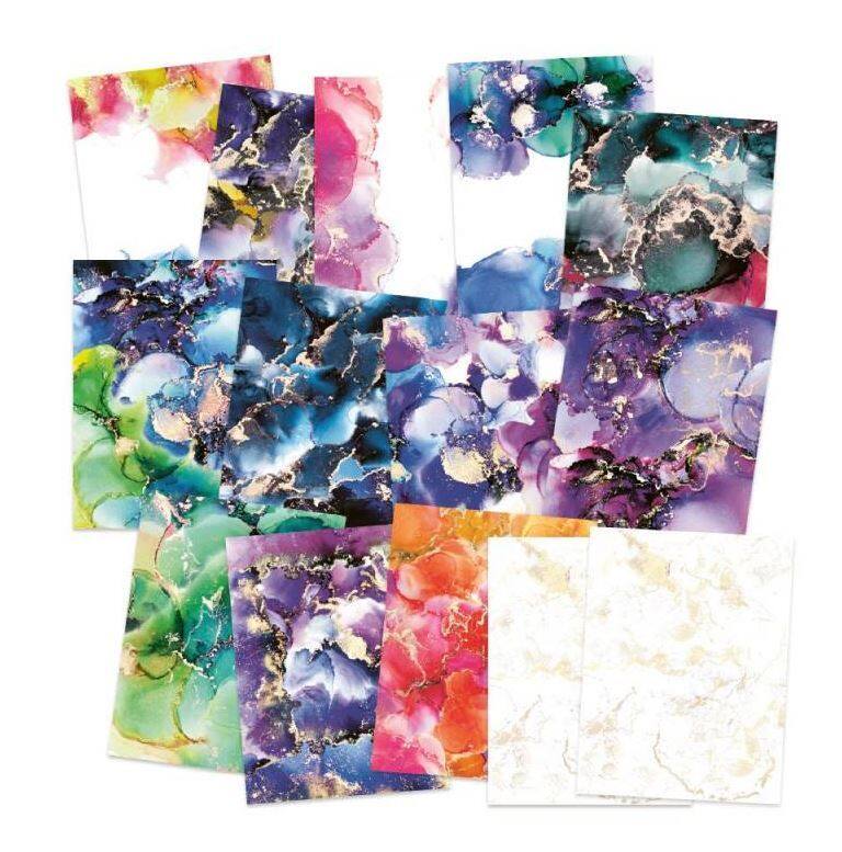 Sada scrapbookových oboustranně potištěných papírů P13 6x8" Marble - sada 24 listů