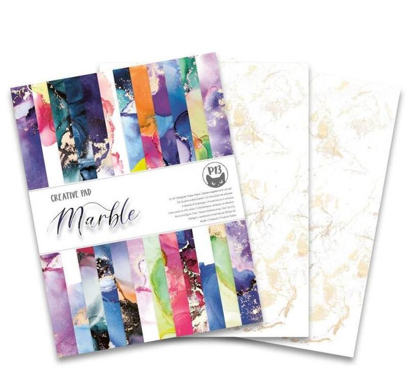 Sada scrapbookových oboustranně potištěných papírů P13 6x8" Marble - sada 24 listů