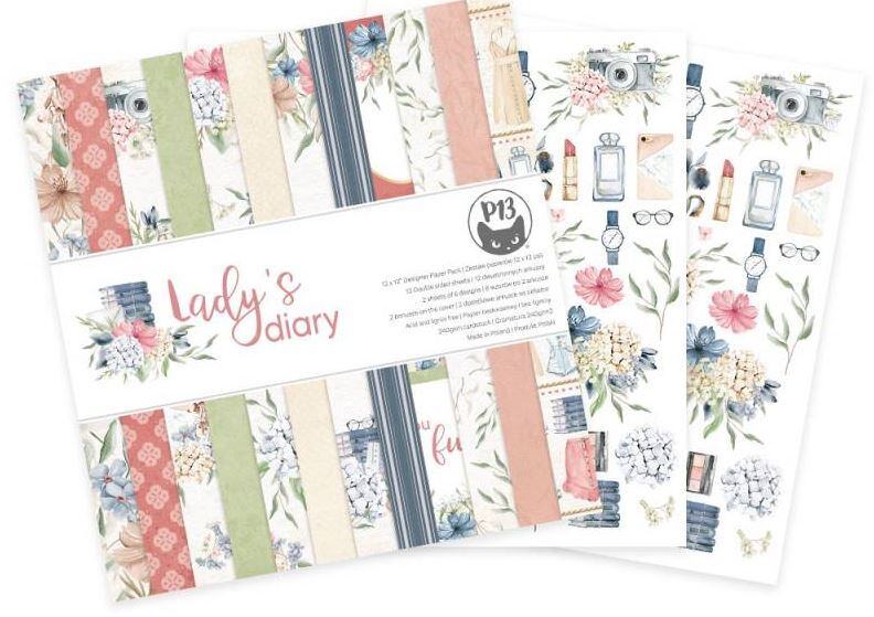 Sada scrapbookových oboustranně potištěných papírů P13 12x12" Lady´s diary - sada 12 listů