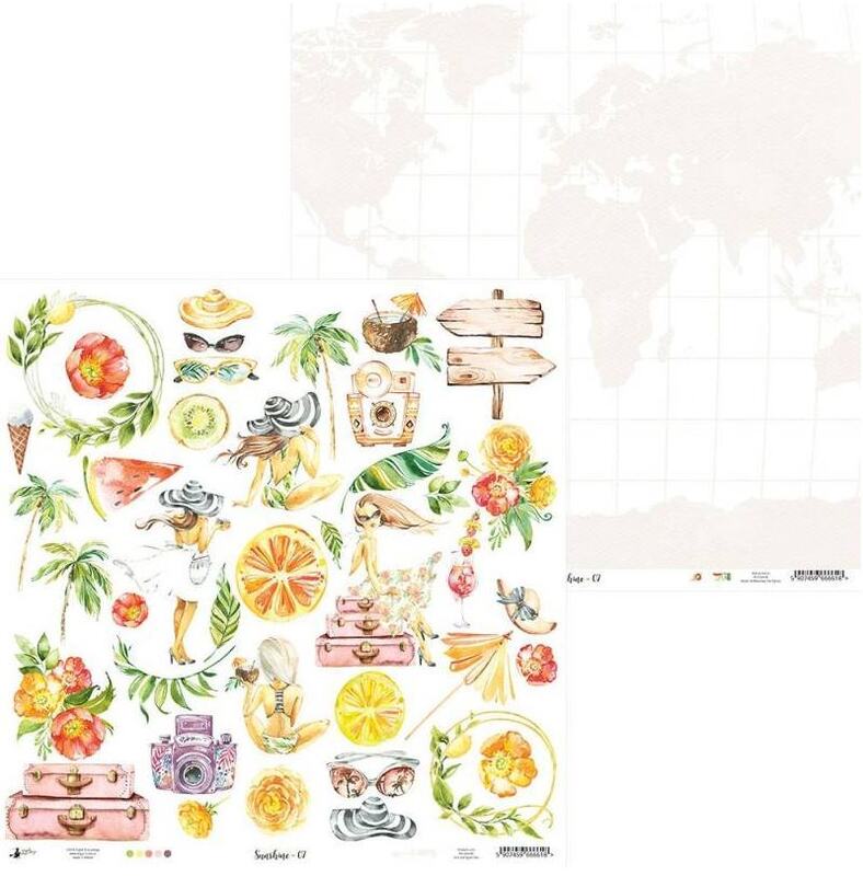 Sada scrapbookových oboustranně potištěných papírů P13 12x12" Sunshine - sada 12 listů