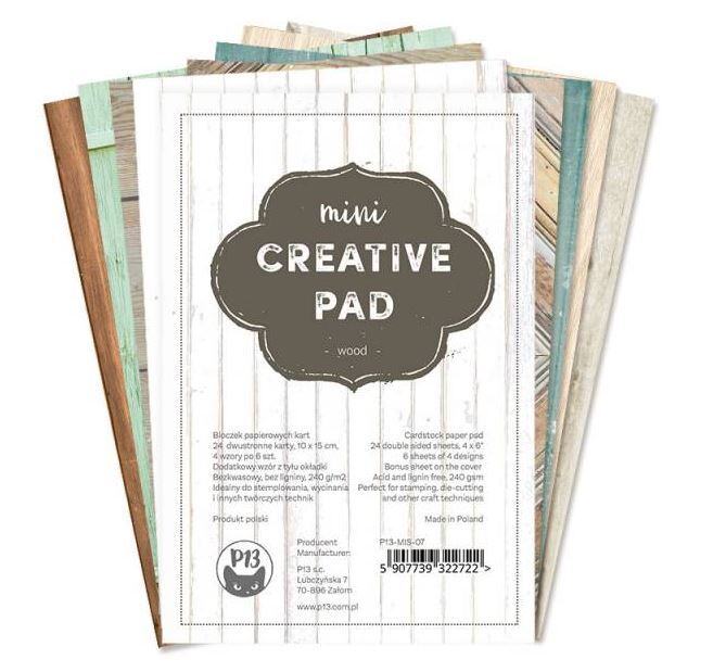 Mini kreativní sada P13 6x4" - dřevo - sada 24 listů