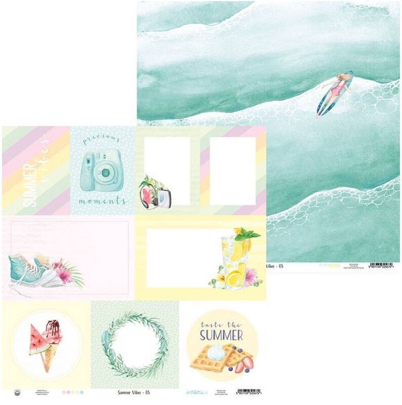 Sada scrapbookových oboustranně potištěných papírů P13 12x12" Summer Vibes - sada 12 listů