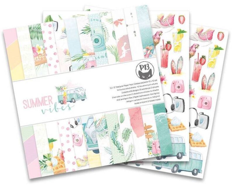 Sada scrapbookových oboustranně potištěných papírů P13 12x12" Summer Vibes - sada 12 listů