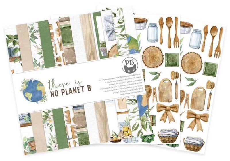 Sada scrapbookových oboustranně potištěných papírů P13 12x12" There is no Planet B - sada 12 listů