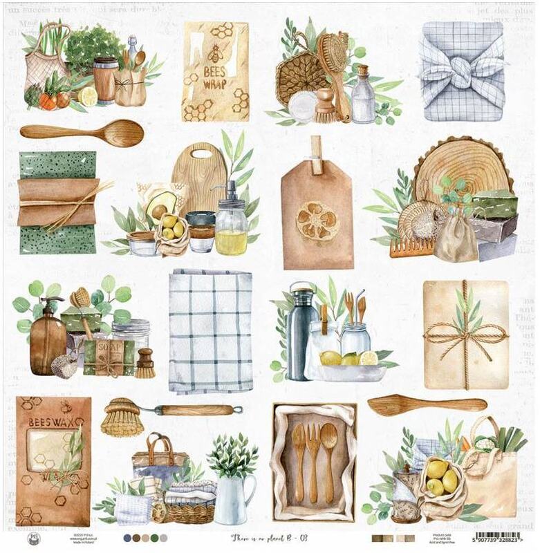 Sada scrapbookových oboustranně potištěných papírů P13 12x12" There is no Planet B - sada 12 listů